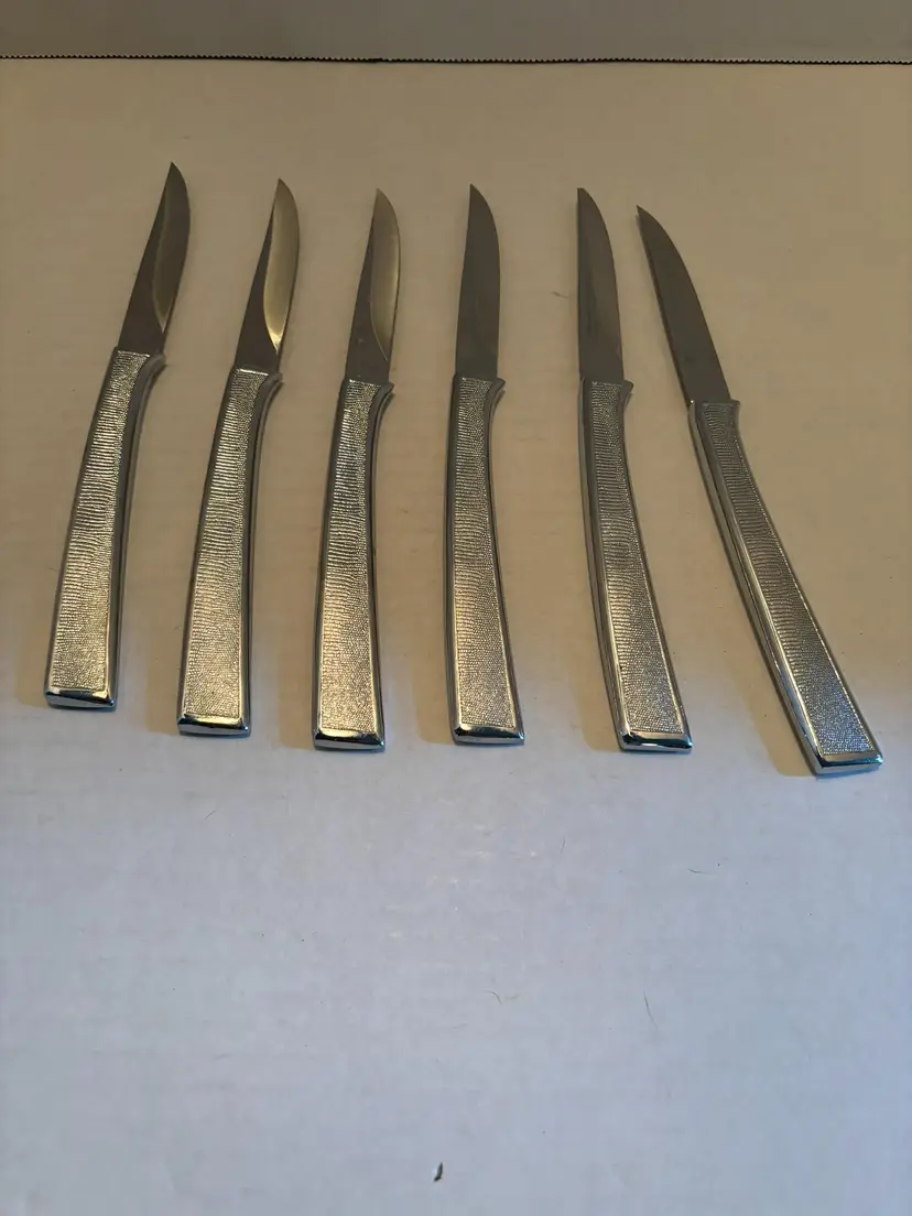 Vintage Carvell Hall Set of 6 Stainless Steel Steak Knives Towle Design