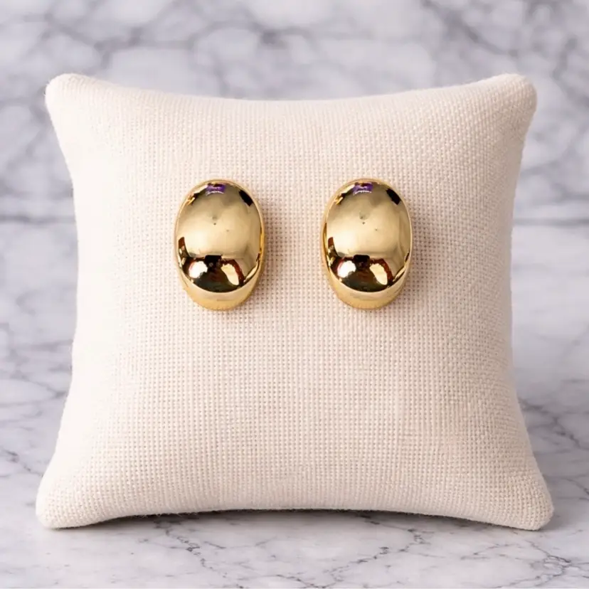 Vintage Gold tone Chunky Half Hoop Studs Pierced