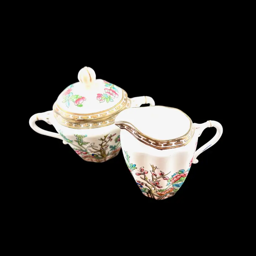 Vintage Coalport Indian Tree Pattern Creamer & Covered Sugar Dish