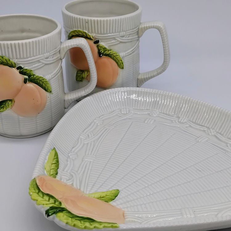 Vtg George Briard Ceramic Tea Cups and Desert Plate Set