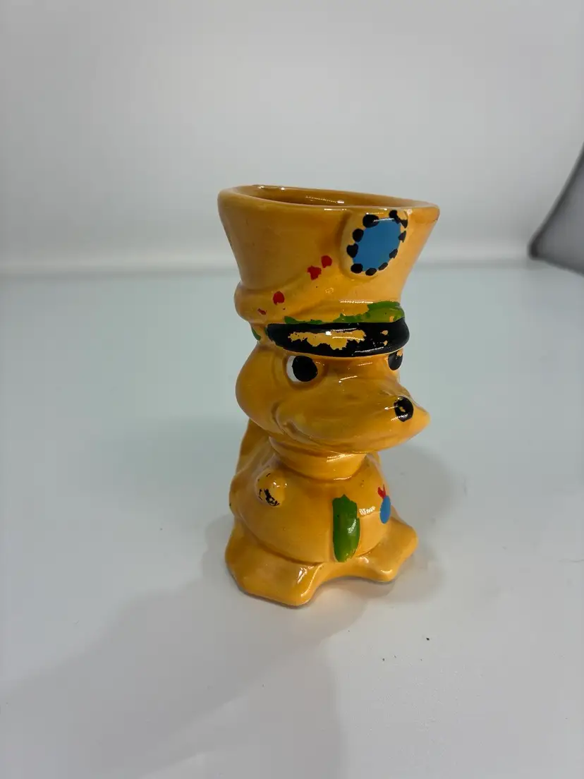 Ceramic Yellow Duck Soldier HANDPAINTED Figurine Italy