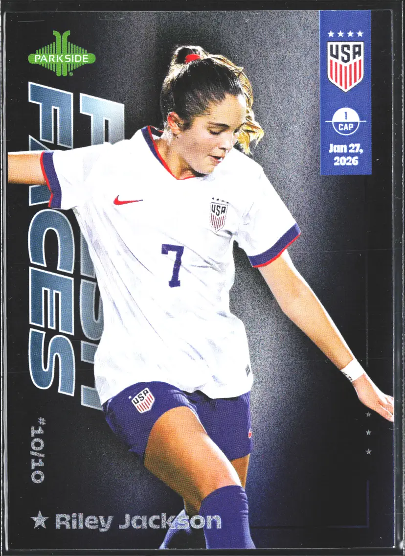 Riley Jackson Soccer Card BLACK Parallel /10 Made! 2026 Parkside 1st Cap USWNT