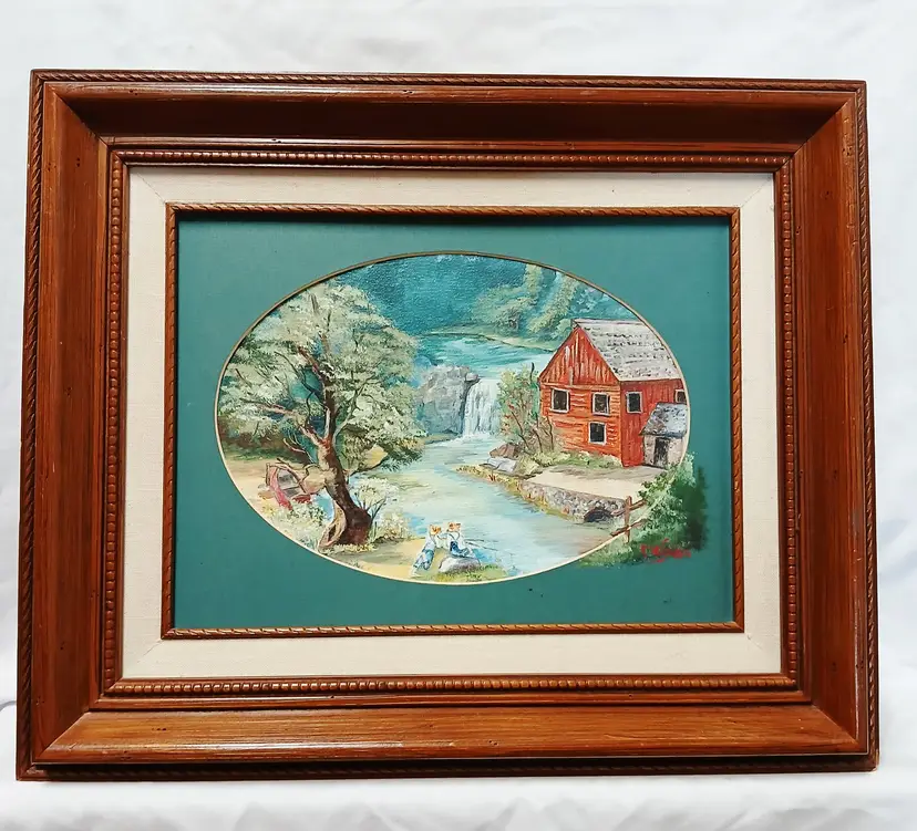 Vintage Framed Countryside Signed Painting