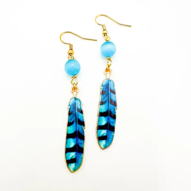 Feather Charm Earrings Handmade More Color Options Available