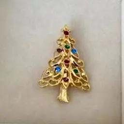 RARE SIGNED EISENBERG ICE CHRISTMAS TREE BROOCH OR PIN WITH COLORFUL RHINESTONES