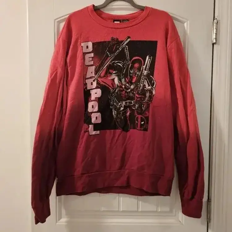 Marvel Deadpool Red Ombre Graphic Pullover Sweatshirt