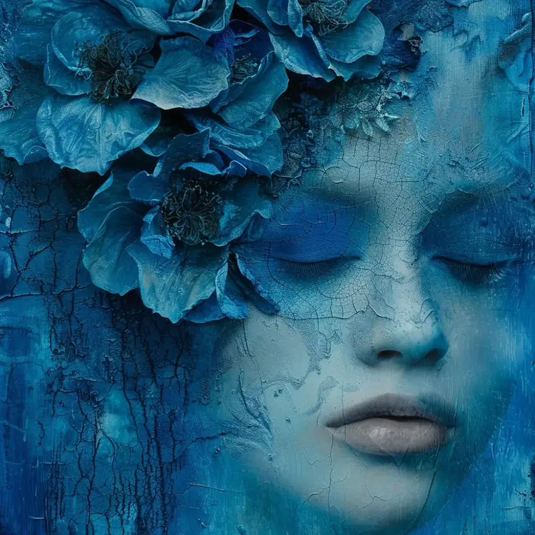 Blue Lady, Lips By Kevin George - 8” X 8” Canvas Print