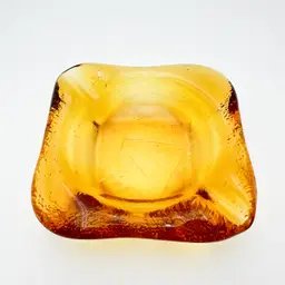 Amber Imperial Glass Ashtray Heavy 7" W x 2" H B25