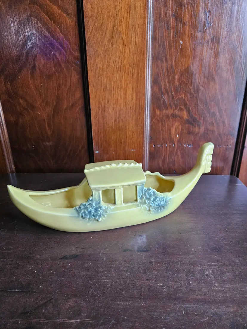 Vintage McCoy Pottery Yellow Gondola Boat Planter MCM 1950s Ceramic USA Art
