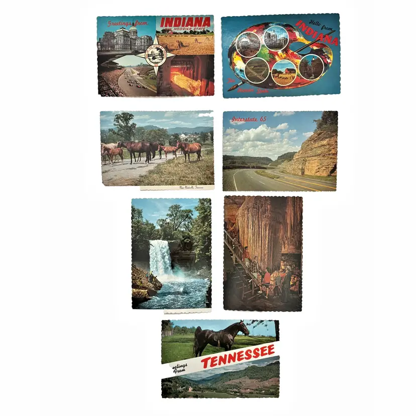 Tennessee Kentucky Nashville Indiana Postcards Lot 6 Unused Retro Vacation Vintage 1970s