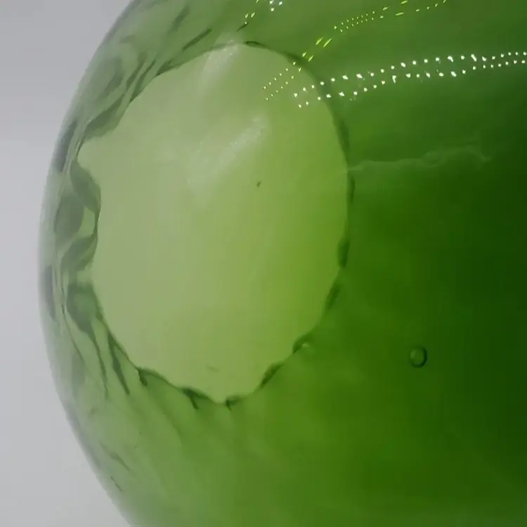 Green Empoli Glass Diamond Optic Brandy Snifter With Ripple Edge 7.5"