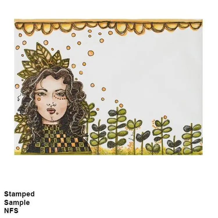 Doodle Flowers Art Rubber Stamp - Garden, Mixed Media, Craft Supply