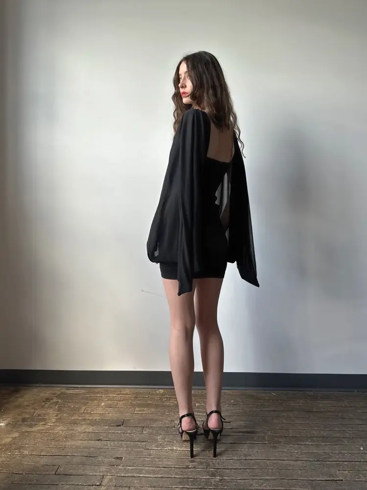 Vintage 90’s Ruched Mini Cape Dress