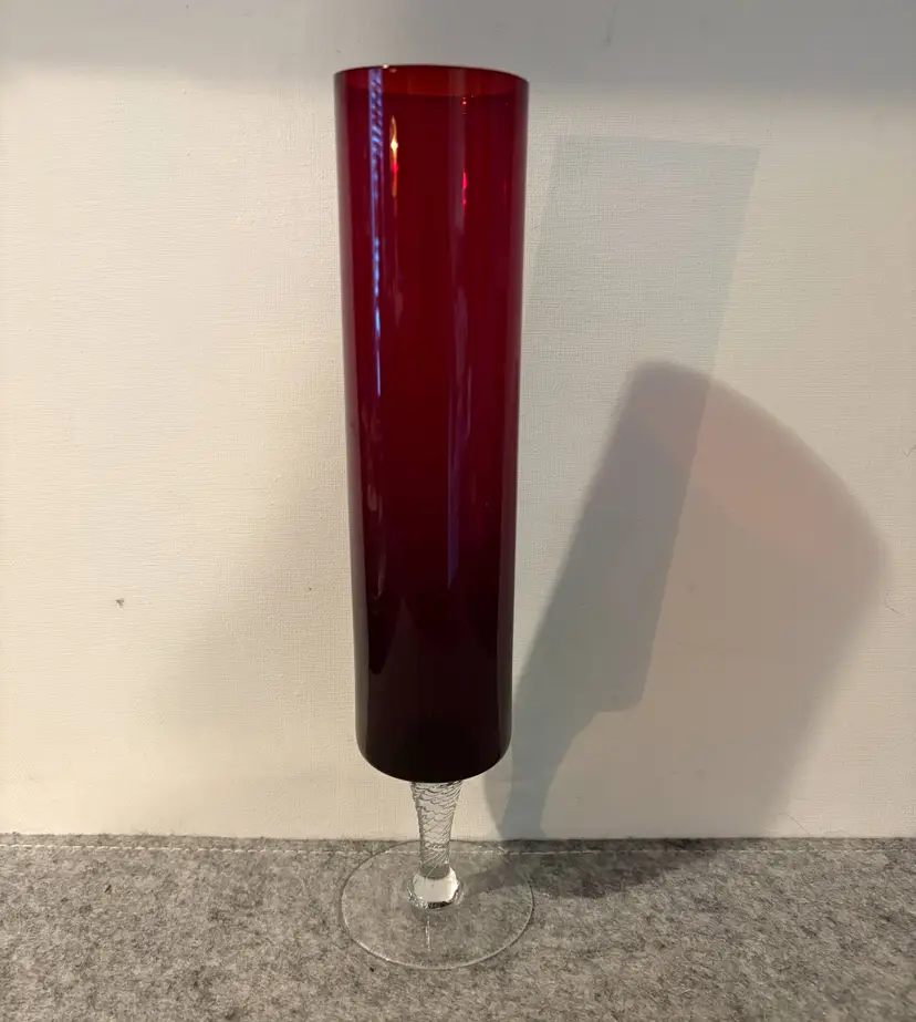 Ruby Red Hand Blown Cylinder Vase   # 2757
