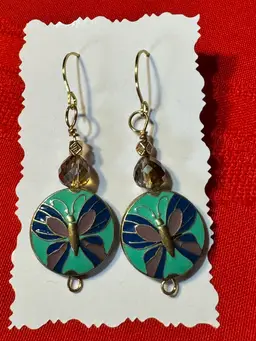 Double Side Cloisonné Rounds w/ Butterfly