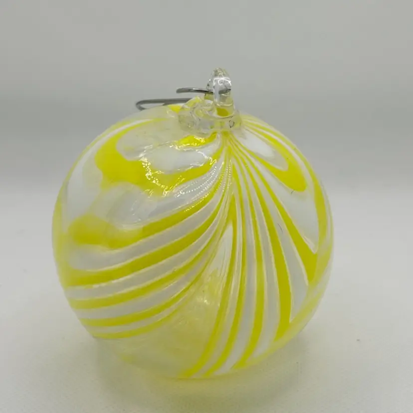 Corning Museum Of Glass, New Glass Now Handblown Christmas Holiday Ornament Yellow Swirls