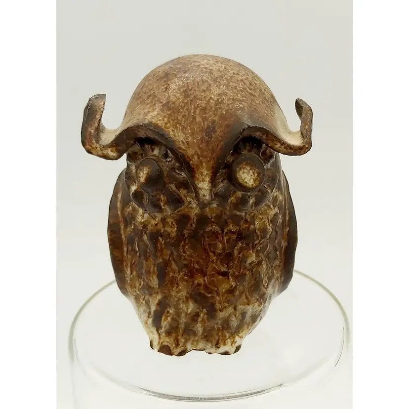 WL Smith Studio Pottery Handcrafted Ceramic Brown Owl Figurine Small Sculpture