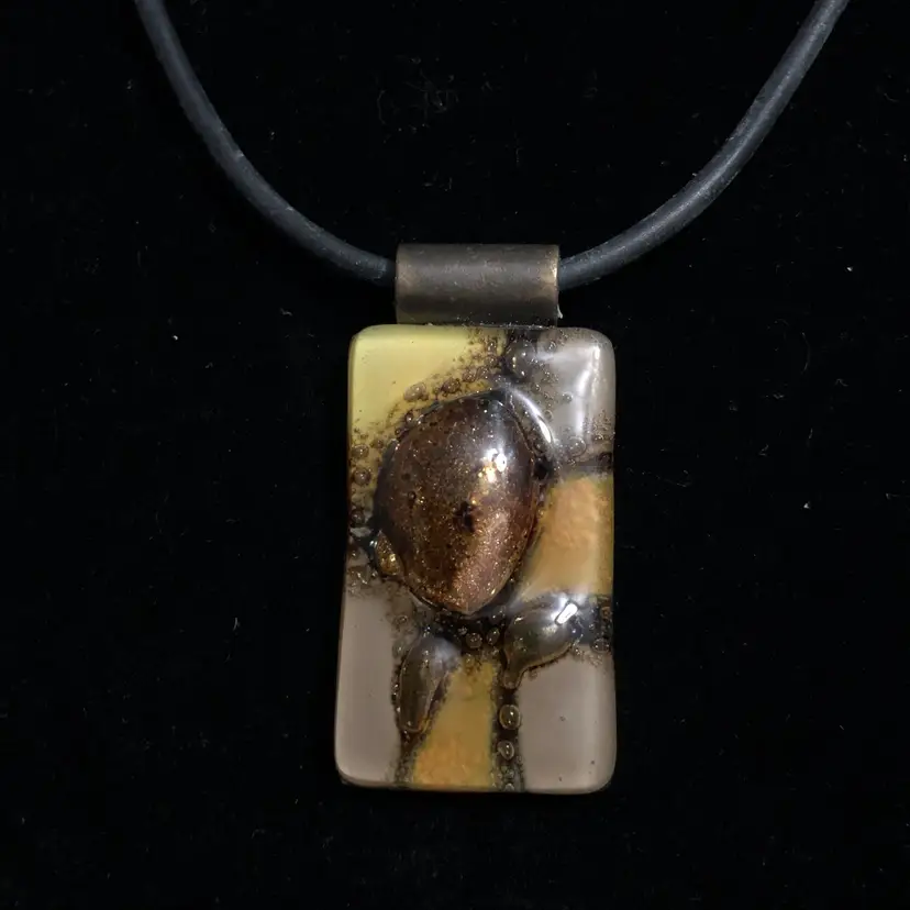 Hand-Crafted Glass and Copper Pendant Necklace