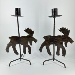 Set 2 Metal Brutalist Moose Candle Holders
