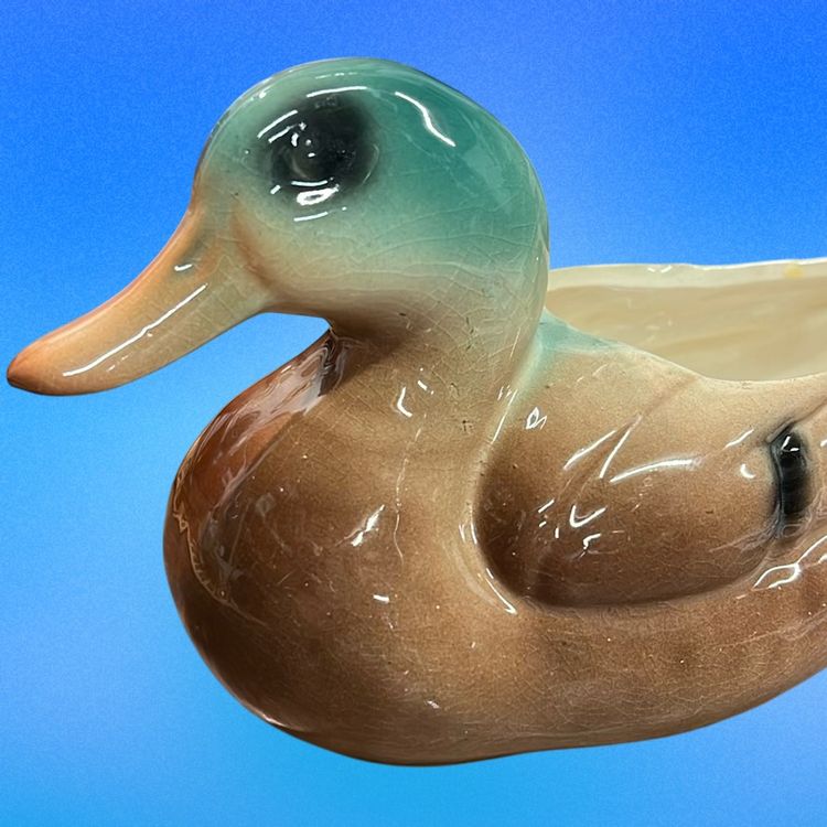 vintage ceramic duck planter No Makers Mark
