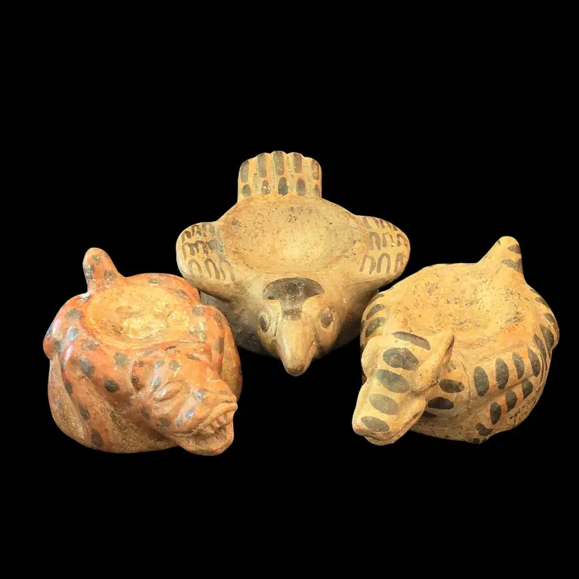 Ceramic Figurines Reproduction Pre-Columbian Style Pottery Set of 3 Unbranded