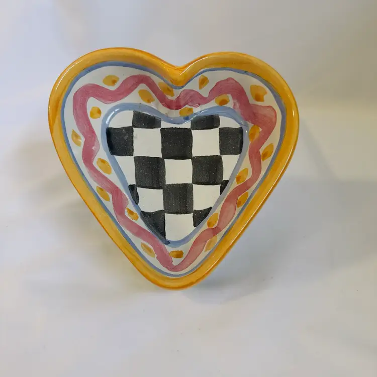 V3 Mackenzie-Childs Piccadilly Heart Ceramic Stoneware Bowl 2013