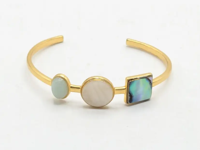 Madewell Geo-Stone Gold Cuff Bracelet