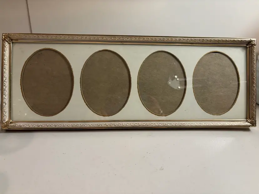 1970s Goldtone Metal Collage Picture Frame: Retro Home Decor (15 X 6)