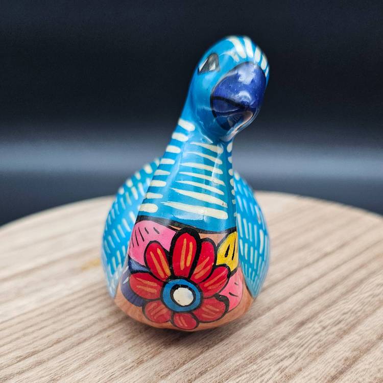 Vintage Mexican Folk Art Pottery Hand Painted Dove Bird Figure Unsigned