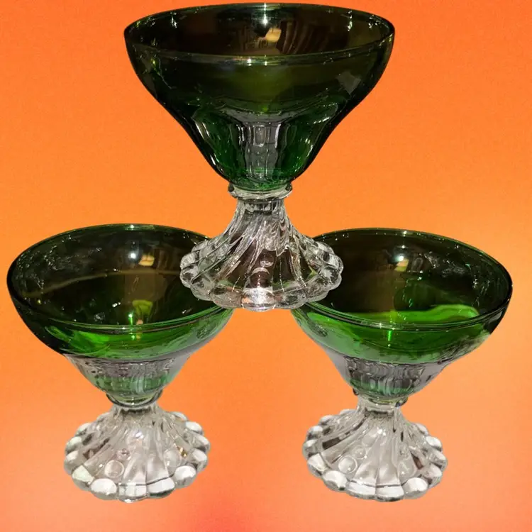 Vintage Emerald Green Burple Glass Anchor Hocking Boopie Champagne Sherbert Glass 1960s