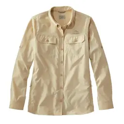 LLBean Womens No Fly Zone Long Sleeve Button Up Outdoor Shirt Sand Dune 1X Reg