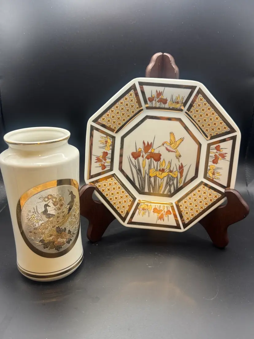 Art Of Chokin Vase And Plate