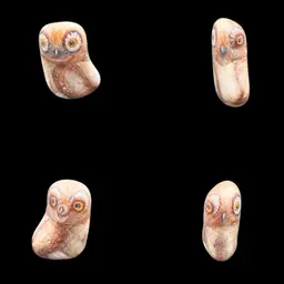 #178A Original Art - Hand Painted Rock Owl. 
The Owl Is Facing/Looking At You From All 4 Sides!  Signed And Dated