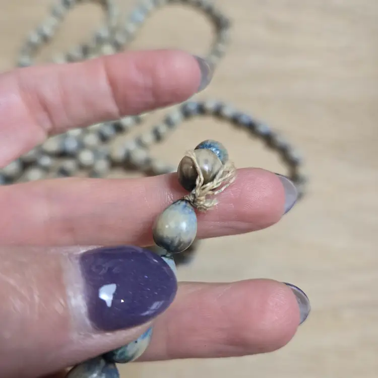 Vintage Job's Tears seed necklace blue 41" strand