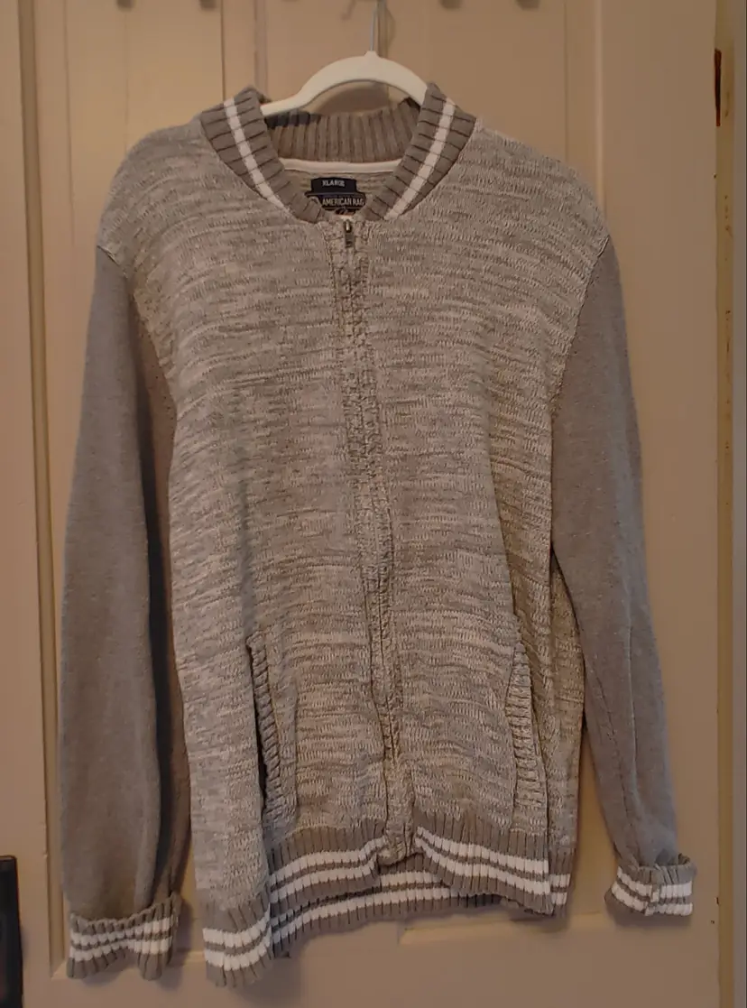 Men's Top- Brand: American Rag. Size XL. Grey zip up sweater. 100% cotton. No callouts.