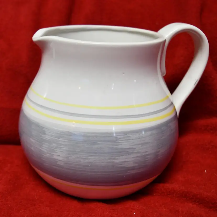 Vintage Mount Clemens Pottery Japan Striped Ceramic Water Pitcher