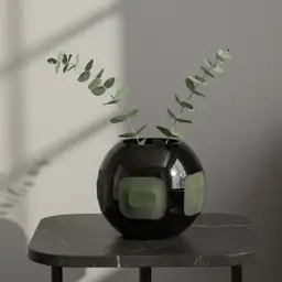 Tom Dixon Bump Short Vase in Black Handmade Glass, 5.25" Tall