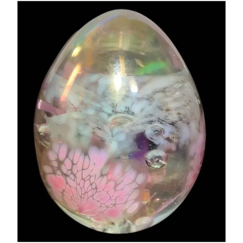 #17- Vintage Signed Paperweight - Multi-colored