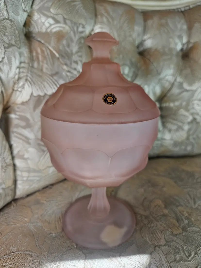 Westmoreland Pink Satin Lidded 1855 Compote Mist  Pink