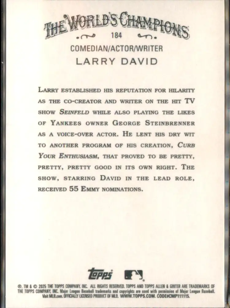 2025 Topps Allen & Ginter #184 Larry David - (135) -