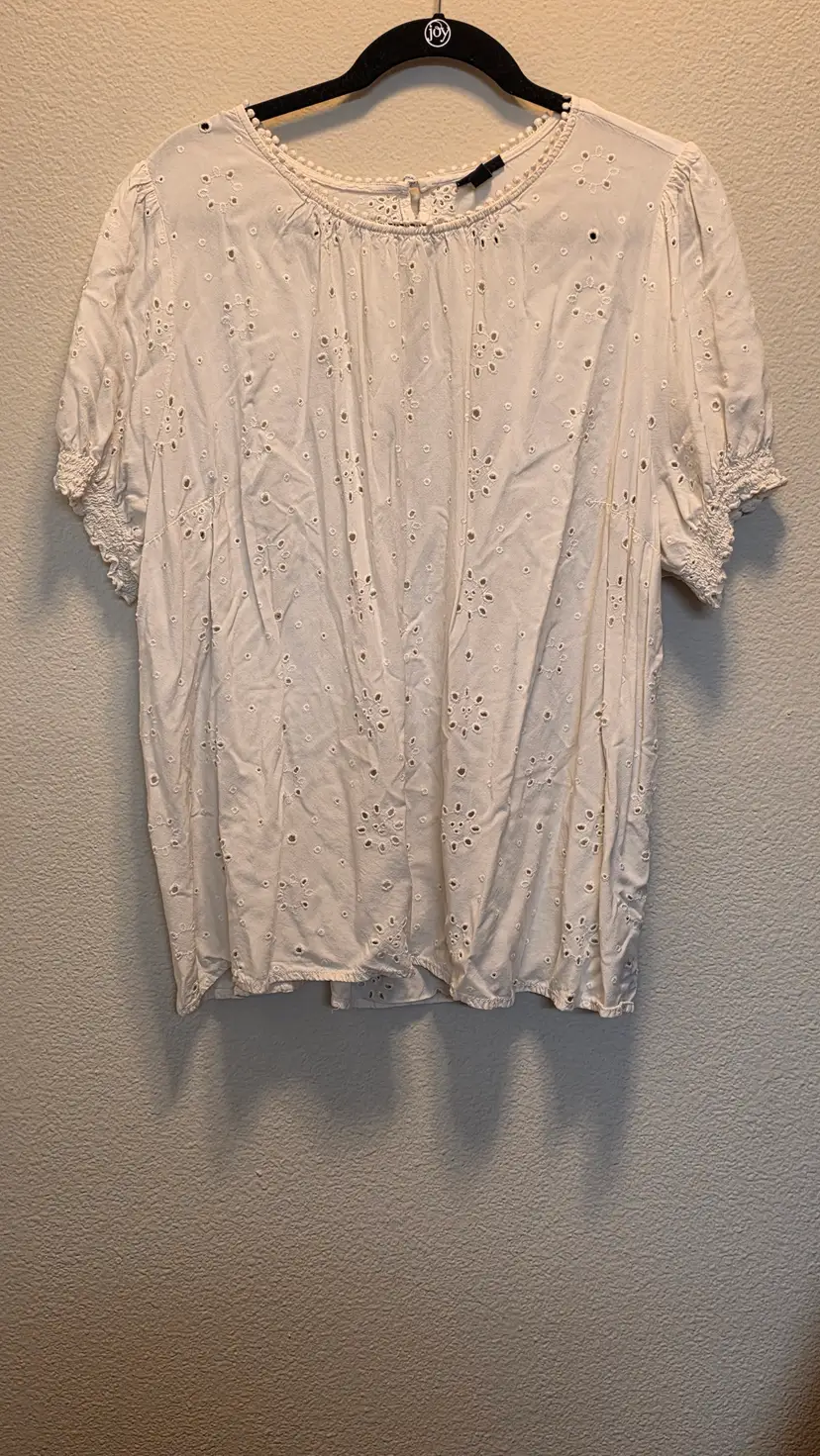 Torrid Eyelet Blouse Top Puffed Sleeves Plus Size Cream Ivory