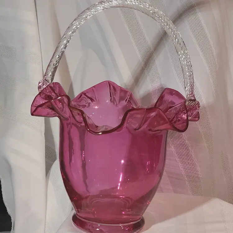 Vintage Cranberry Fenton Basket