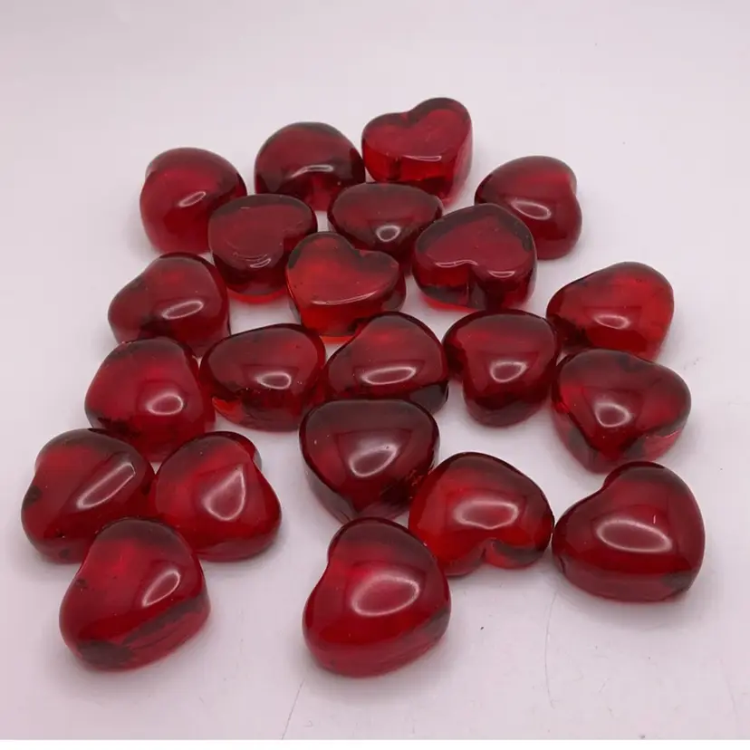 POW1 Red Glass Hearts "Filler" Craft Floral Supplies .75”