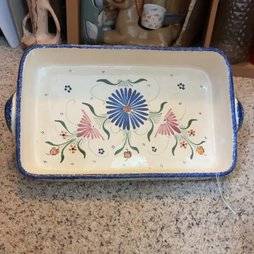HANDPAINTED Florals Ceramic Casserole Dish