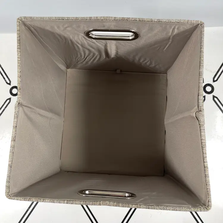 Fabric Storage Bin Cube Basket Gray Handles Foldable Home Shelf Organizer