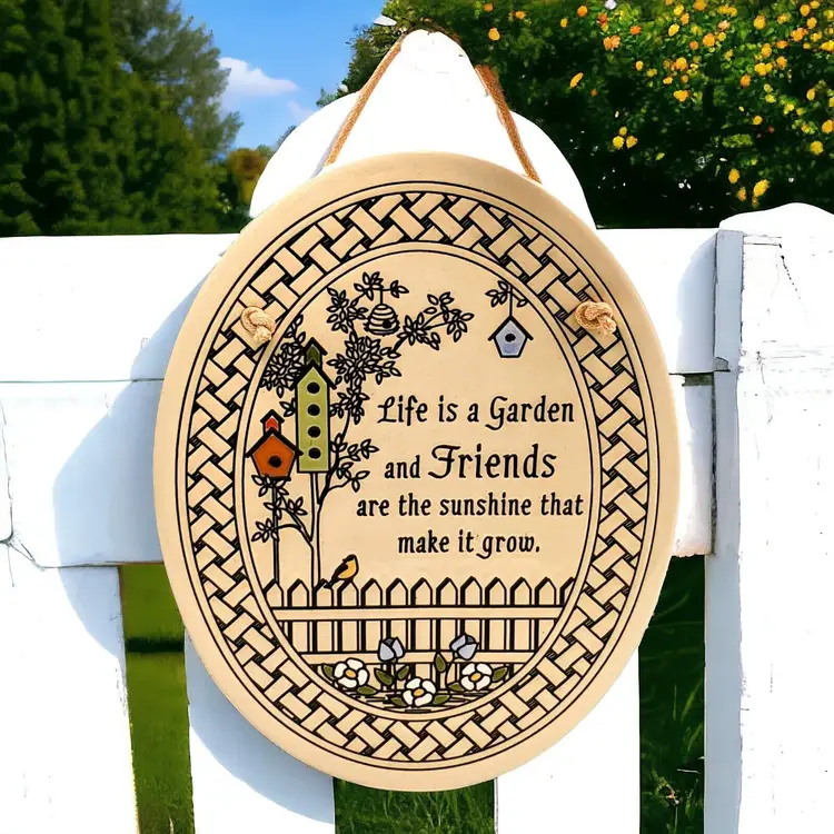 Trinity Pottery Life Is A Garden And Friends Wall Plaque Cottage Farmhouse