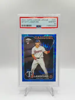 2024 Topps Chrome Update Series Sapphire Wyatt Langford PSA 10 Rangers