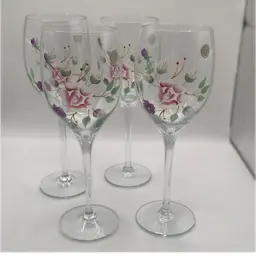 Set Of 4 Made In Romania Crystal Wine Glasses
