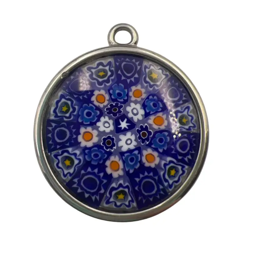 Murano Glass Millefiori Pendant 1.25”