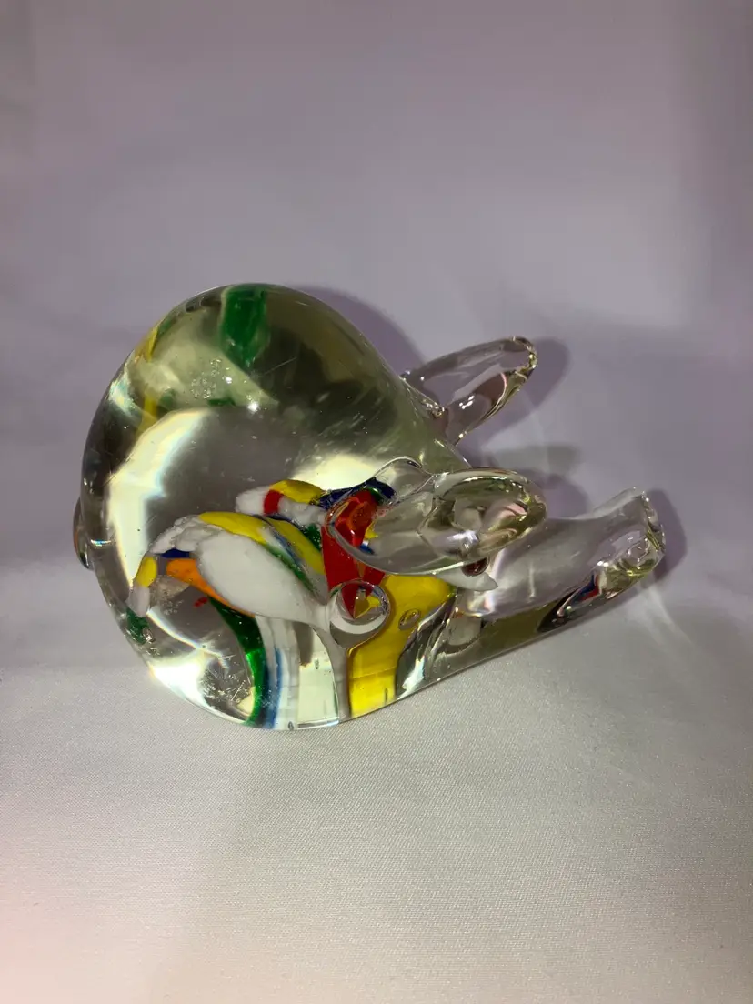 Multicolored Glass Pig Paperweight